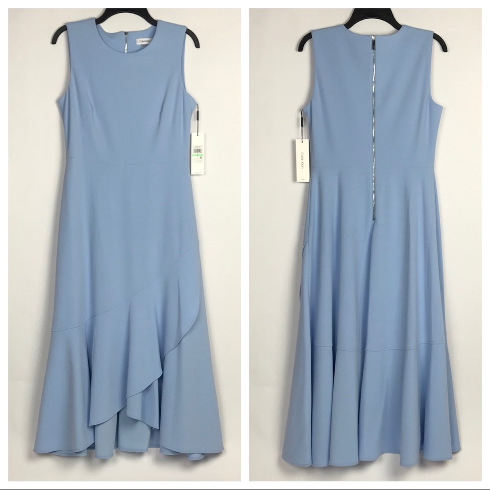 Calvin Klein Sleeveless Ruffle Hem Midi Dress